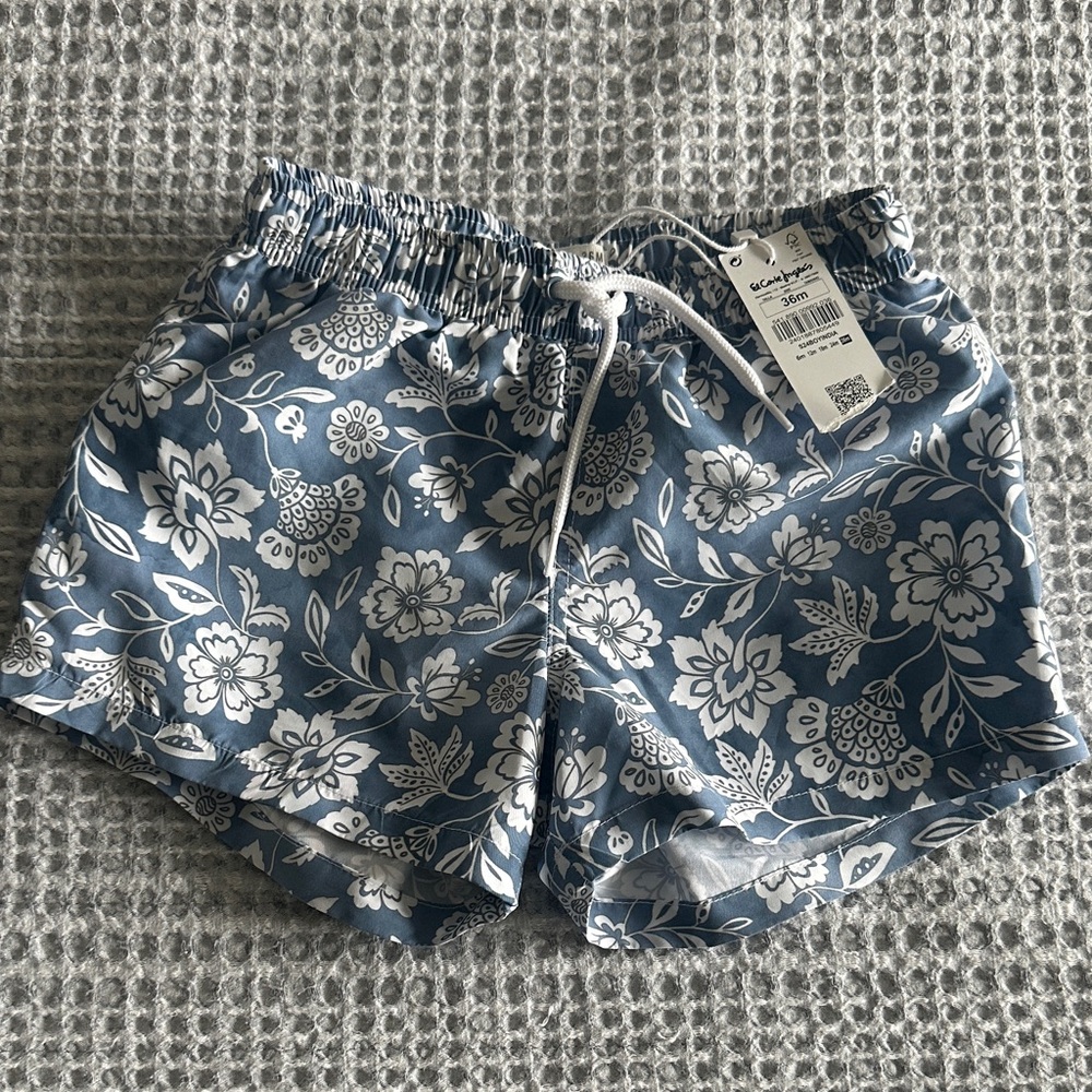Floral Blue Kids Swim Shorts